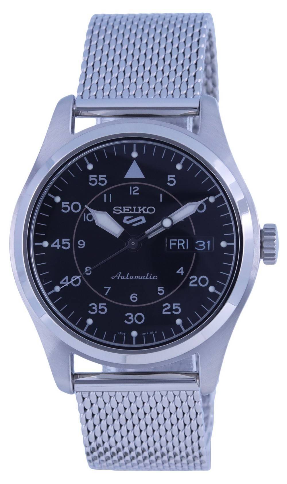 Đồng hồ nam Seiko 5 Sports Flieger Lưới thép không gỉ Mặt số đen tự động  SRPH23K1 100M vi
