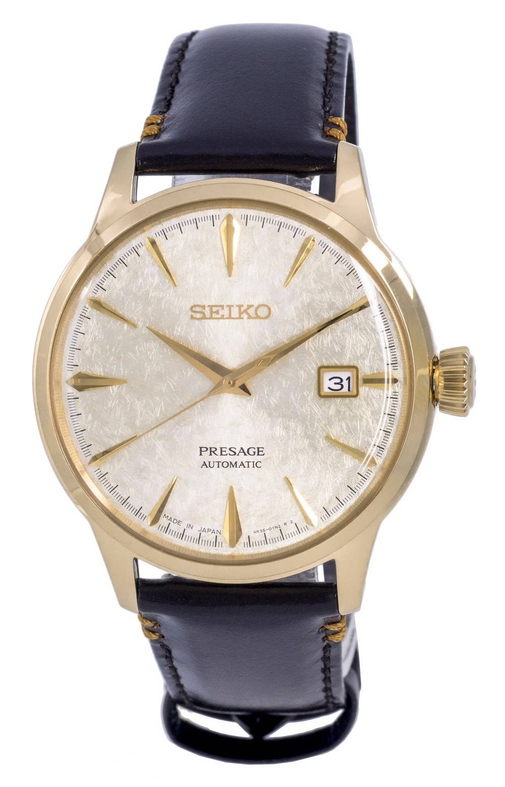Seiko Presage Cocktail Limited Edition Leather Gold Dial Automatic SRPH78  SRPH78J1 SRPH78J Đồng hồ nam vi
