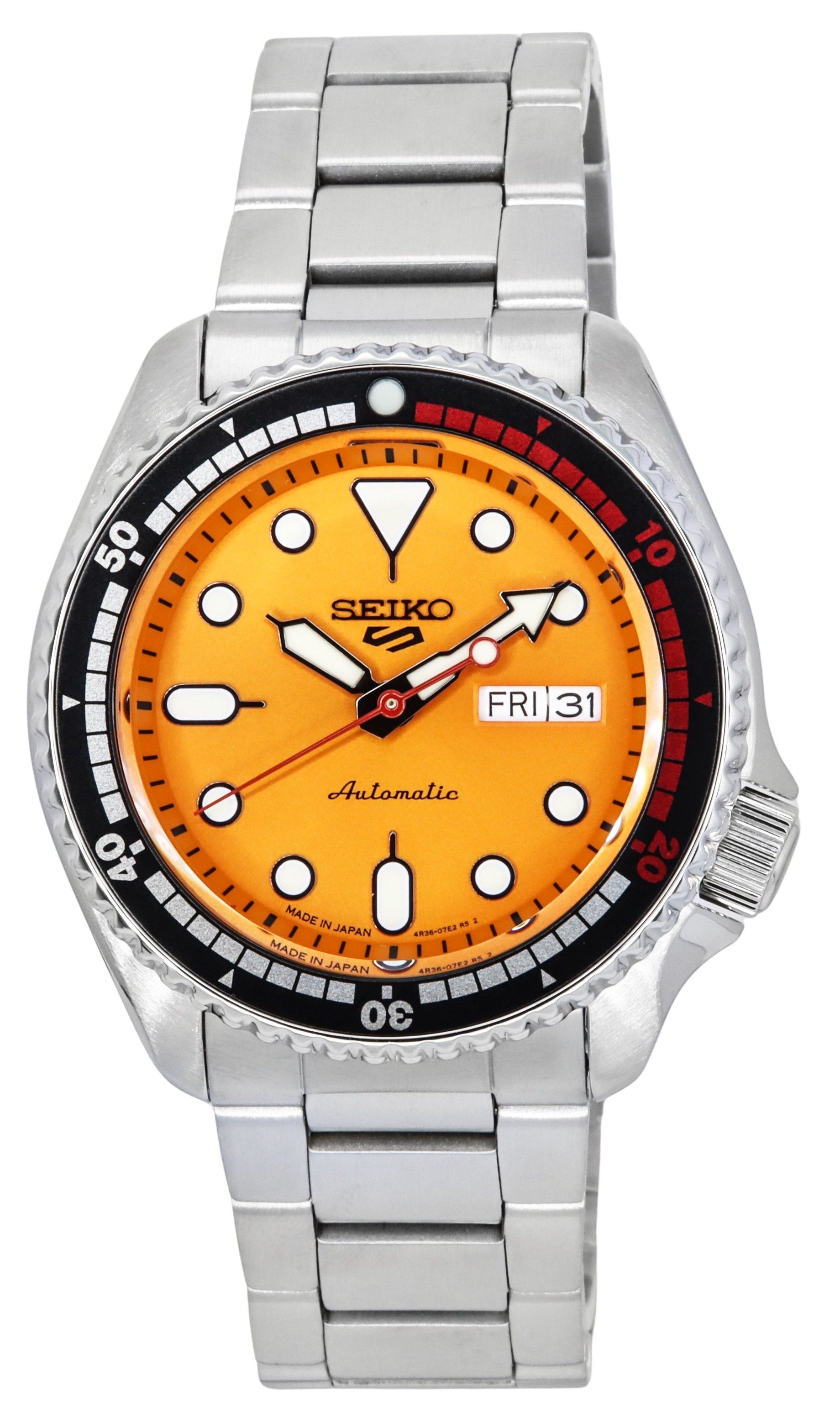 Seiko 5 Sports SKX 55th Anniversary Limited Edition Orange Dial 24 Jewels Automatic SRPK07J1 100M Men's Watch