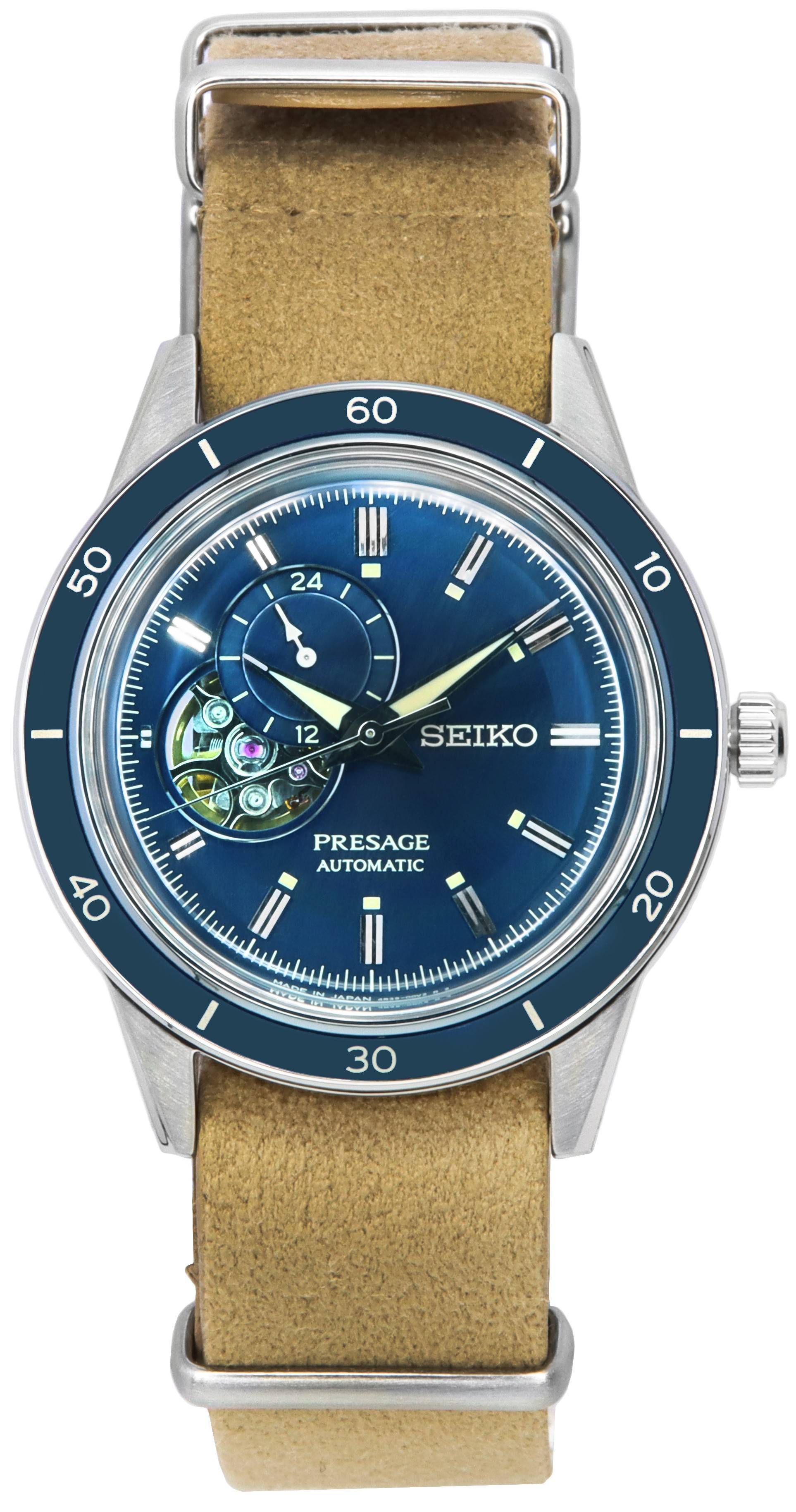 Đồng hồ đeo tay nam Seiko Presage Style60s Heritage Blue Open Heart SSA453  SSA453J1 SSA453J vi