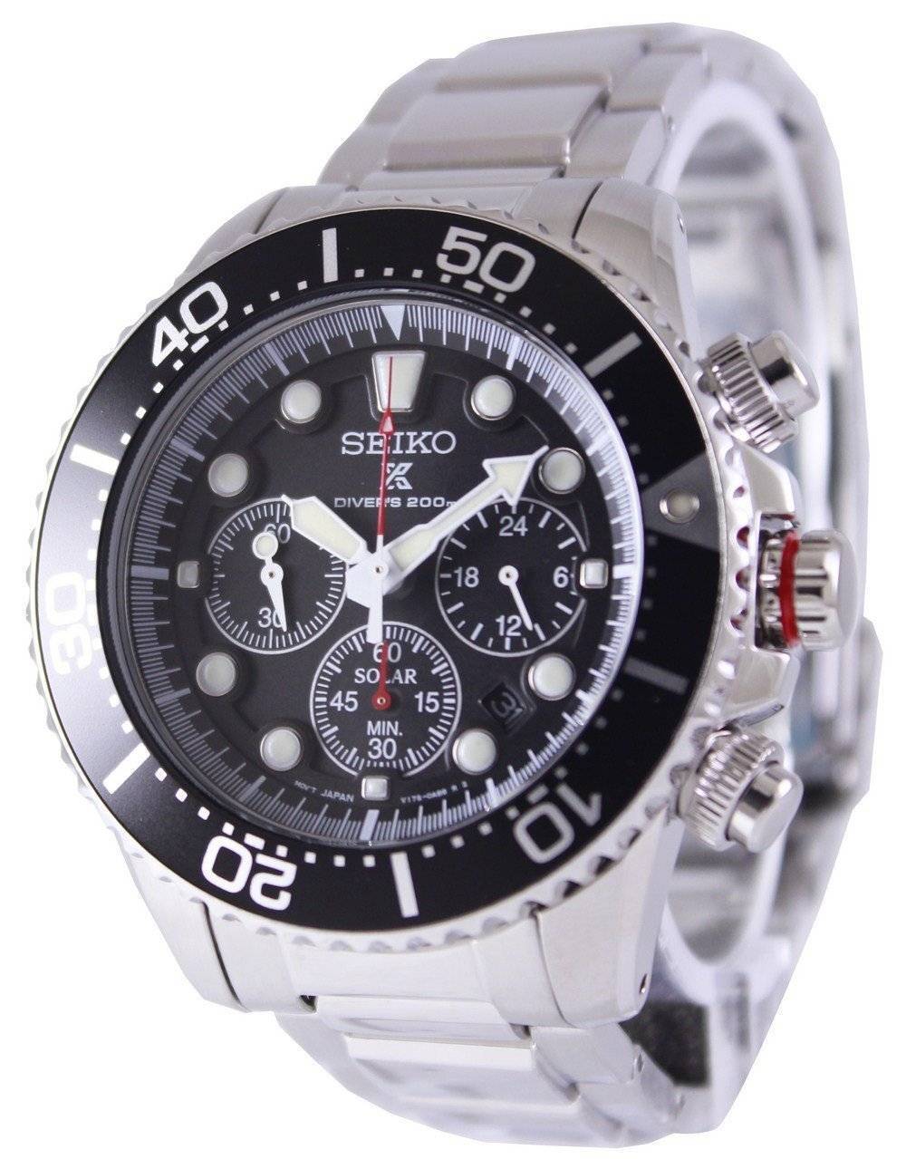 Đồng hồ đeo tay nam Seiko Solar Chronograph thợ lặn SSC015 SSC015P1 SSC015P  Đồng hồ nam vi