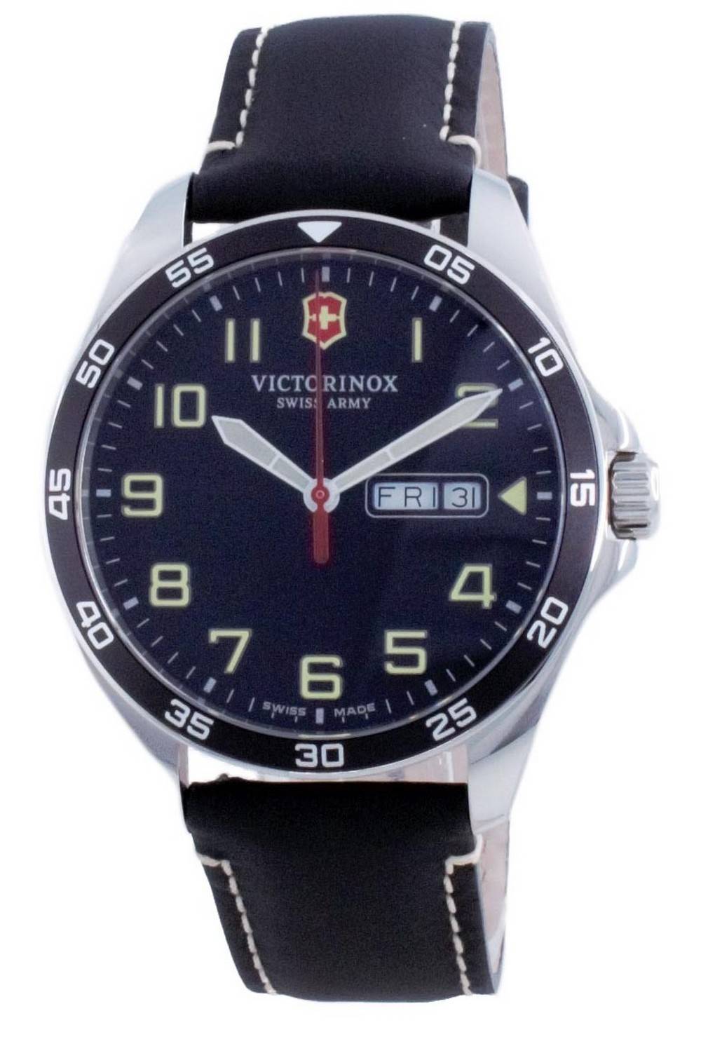 Victorinox Fieldforce Leather Black Dial Quartz 241846 100M Men's Watch