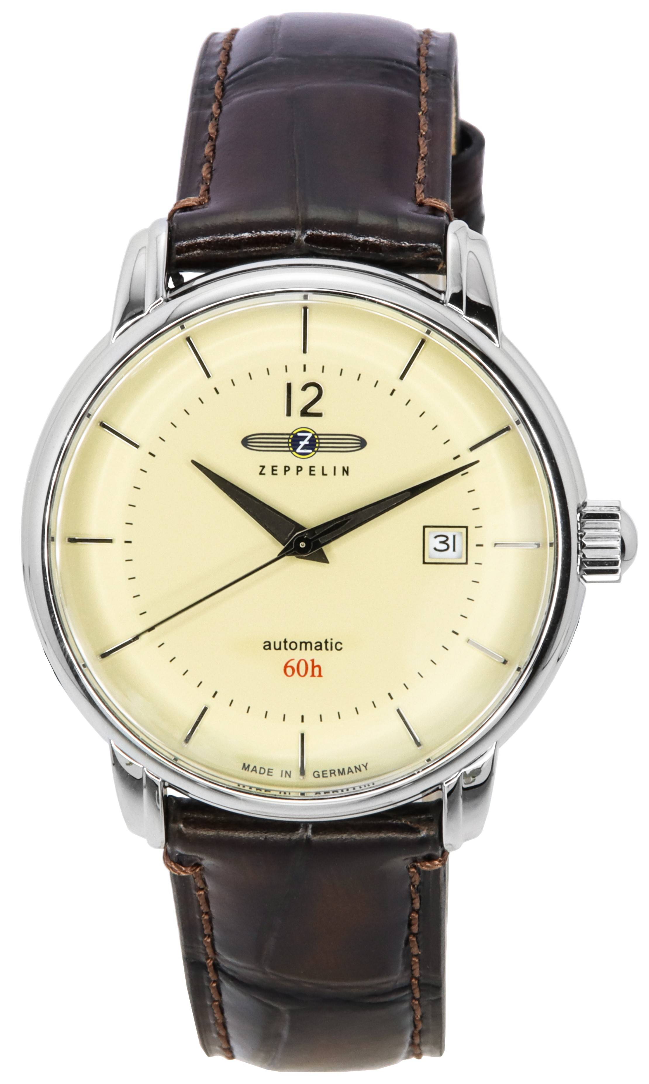Zeppelin LZ 120 Bodensee Leather Strap Beige Dial Automatic 81605 Men's Watch