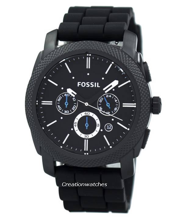 Verlaten Editor Afstoten Fossiele Machine Chronograph zwarte siliconen band FS4487 Men's Watch nl