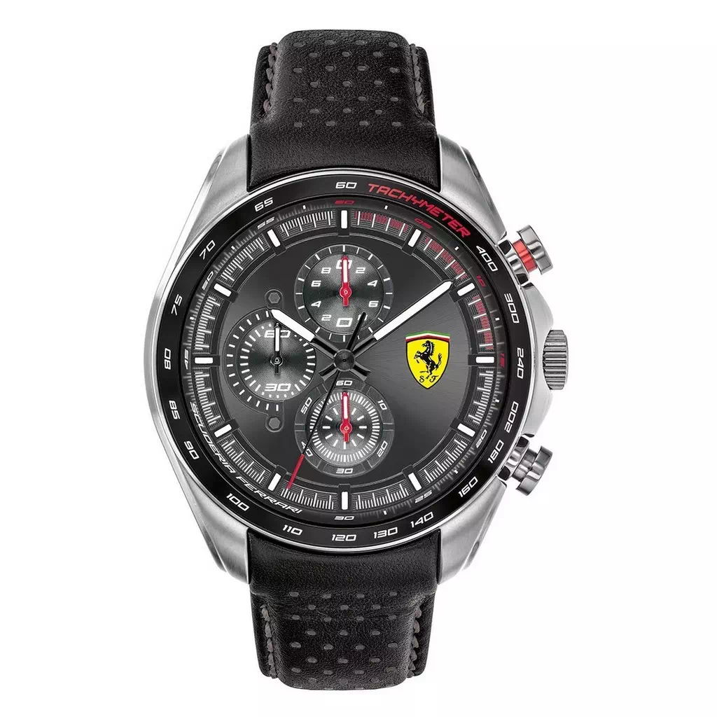 Ferrari Scuderia Speedracer Chronograph Leather Strap Quartz 0830648 Mens  Watch