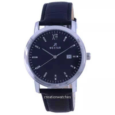 Relógio masculino Westar com mostrador preto pulseira de couro quartzo 50244 STN 103