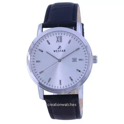 Relógio masculino Westar com mostrador branco pulseira de couro quartzo 50244 STN 107