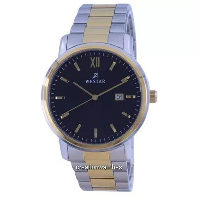 Relógio masculino Westar preto de dois tons de aço inoxidável de quartzo 50245 CBN 103