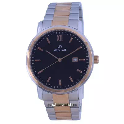 Relógio masculino Westar mostrador preto de dois tons de aço inoxidável de quartzo 50245 SPN 603