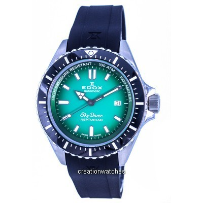 Relógio masculino Edox SkyDiver Neptunian Diver's Green Dial automático 801203NCAVDN 1000M
