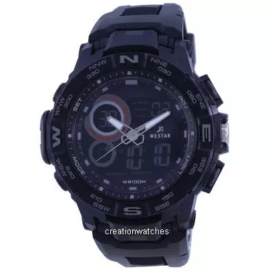 Westar analógico digital mostrador preto quartzo 85010 PTN 001 100M relógio masculino
