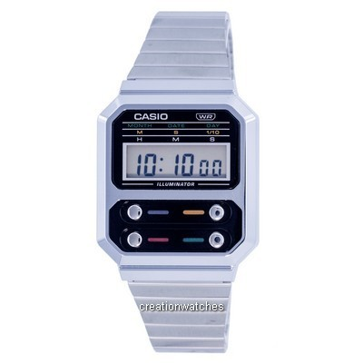 Casio Vintage Digital Stainless Steel A100WE-1A A100WE-1 Men's Watch