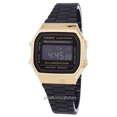 Casio Vintage Chronograph Alarm Digital A168WEGB-1B Unisex Watch