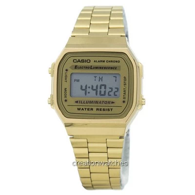 Relógio de aço inoxidável A168WG-9WDF A168WG-9W do Chrono do alarme de Casio Digital unisex