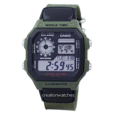 Relógio Digital AE-1200WHB-3BV dos homens da hora do alarme da hora de Casio AE1200WHB-3BV