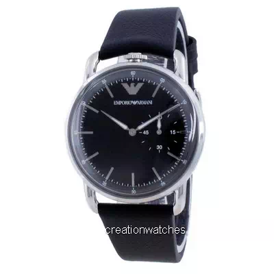 Relógio masculino Emporio Armani de couro com mostrador preto de quartzo AR11336