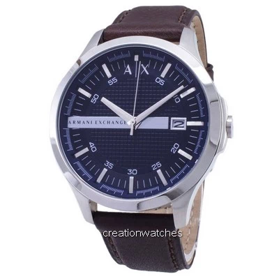 Armani Exchange Quartz Blue Dial Brown Leather Strap AX2133 Men's Watch