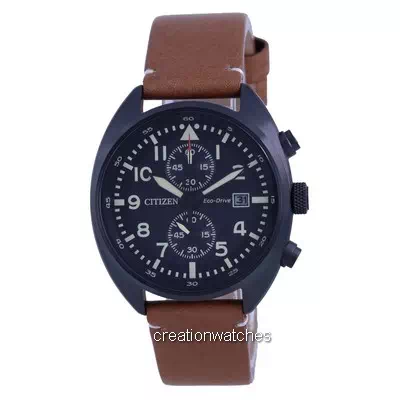 Citizen Chronograph Black Dial Leather Eco-Drive CA7045-14E 100M Men's Watch