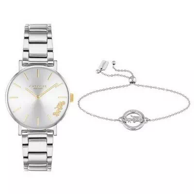 Coach Perry Silver Dial Stainless Steel Quartz 14000064 Women's Watch With Gift Set