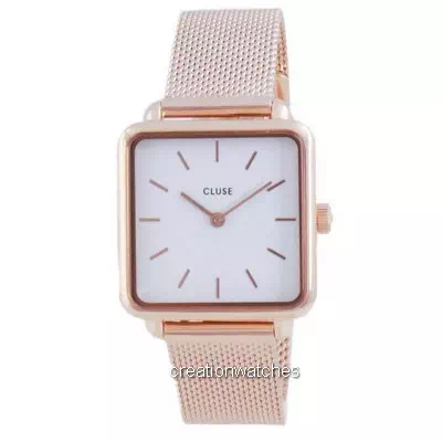 Relógio feminino de quartzo com mostrador branco Cluse La Tetragone CW0101207001