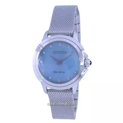 Relógio feminino Citizen Ceci Diamond com acentos de aço inoxidável Eco-Drive EM0790-55N