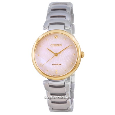 Citizen Mother Of Pearl Dial Two Tone Stainless Steel Eco-Drive EM0854-89Y Women's Watch