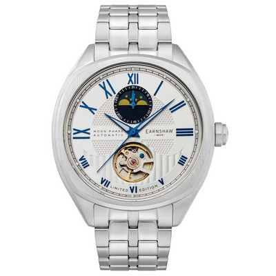 Thomas Earnshaw Peel Limited Edition Moon Phase Silver Sky Open Heart Dial Automatic ES-8206-44 Men's Watch