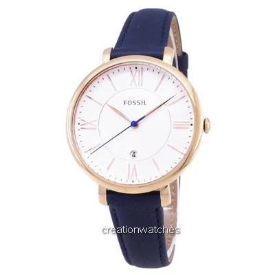 Fossil Jacqueline Silver Dial Navy Blue Leather ES3843 Women's Watch