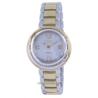 Citizen Diamond Accents Two Tone Stainless Steel Silver Dial Eco-Drive EX1124-52D.G Women's Watch
