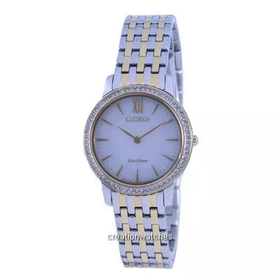 Citizen Elegance Crystal Accents Two Tone Stainless Steel Eco-Drive EX1484-81A Women's Watch