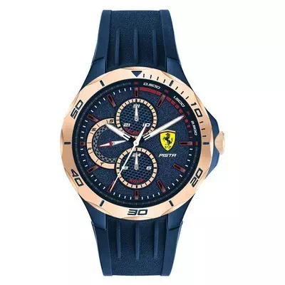 Ferrari Scuderia Pista Blue Dial Silicon Strap Quartz 0830724 Men's Watch