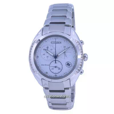 Relógio feminino Citizen Chronograph Diamond com acentos de aço inoxidável Eco-Drive FB1381-54A