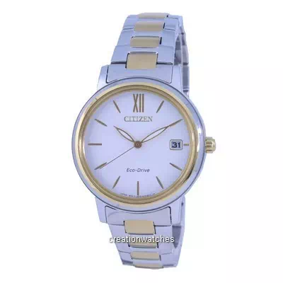 Citizen White Dial Two Tone Stainless Steel Eco-Drive FE6094-84A Women's Watch