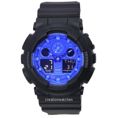 Casio G-Shock Analog Digital Blue Dial Quartz GA-100BP-1A GA100BP-1 200M Men's Watch
