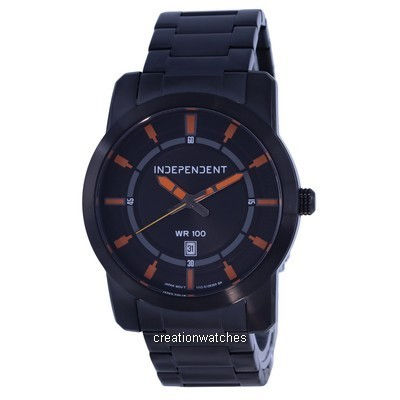 Relógio masculino independente de aço inoxidável mostrador preto quartzo IB5-446-53.G 100M