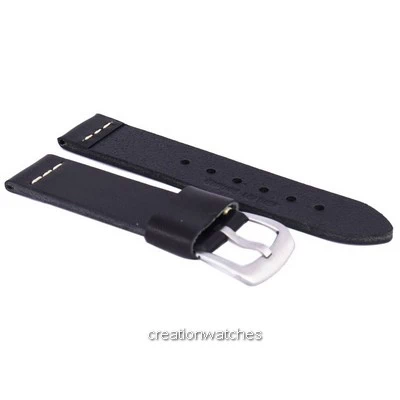 Black Ratio Brand Leather Watch Strap 22mm