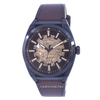 Fossil Everett Skeleton Stainless Steel Brown Dial Automatic ME3207 Men's Watch