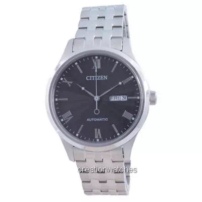 Relógio masculino Citizen com mostrador preto em aço inoxidável NH7501-85H