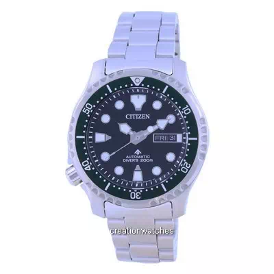 Relógio masculino Citizen Promaster mostrador preto em aço inoxidável automático NY0084-89E 200M