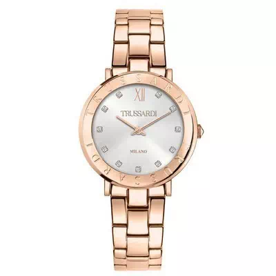 Relógio feminino Trussardi T-Vision com detalhes em prata, mostrador quartzo R2453115509