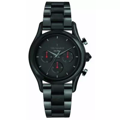 Relógio masculino Trussardi T-Light mostrador preto em aço inoxidável R2453127009