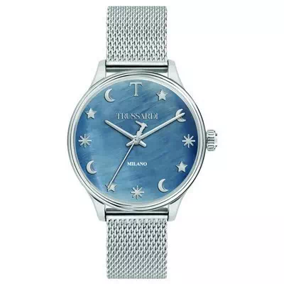 Relógio feminino Trussardi T-Complicity mostrador azul em aço inoxidável R2453130504