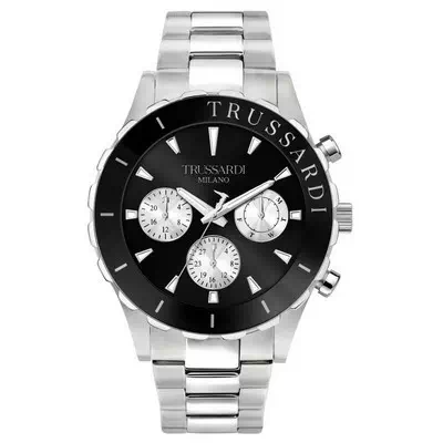 Relógio masculino Trussardi T-Logo mostrador preto em aço inoxidável R2453143004 100M