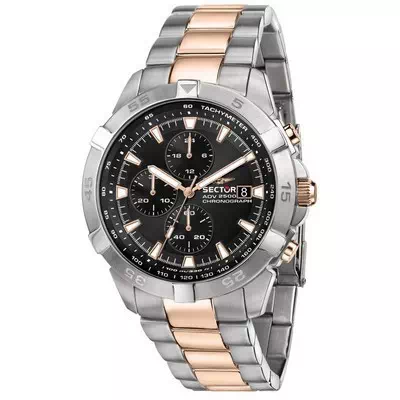 Sector ADV2500 Chronograph Black Dial Two Tone Stainless Steel Quartz R3273643002 100M Men's Watch