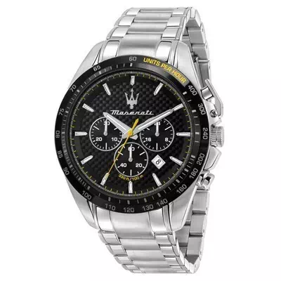 Maserati Traguardo Chronograph Black Dial Stainless Steel Quartz R8873612042 100M Men's Watch