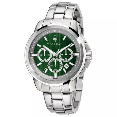 Maserati Successo Chronograph Green Dial Stainless Steel Quartz R8873621017 Men's Watch