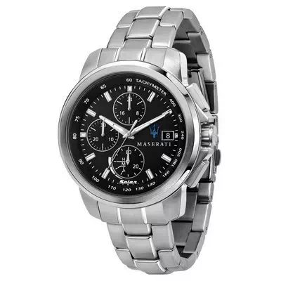 Maserati Successo Chronograph Black Dial Stainless Steel Solar R8873645003 Men's Watch