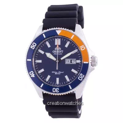 Relógio masculino orient azul com mostrador de silicone RA-AA0916L19B 200M automático