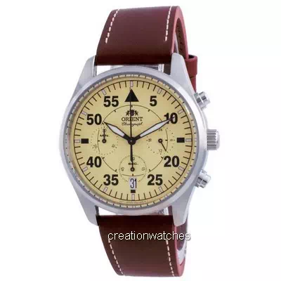 Orient Sports Flight Style Chronograph Beige Dial Quartz RA-KV0503Y10B Men's Watch