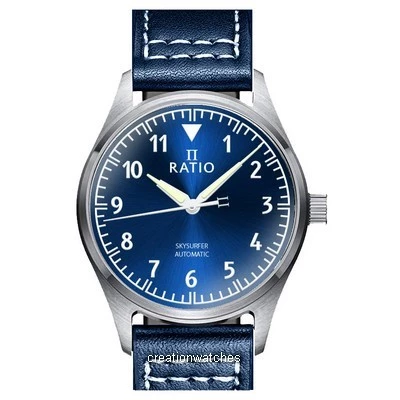 Ratio Skysurfer Pilot Blue Sunray Dial Leather Automatic RTS302 200M Men's Watch